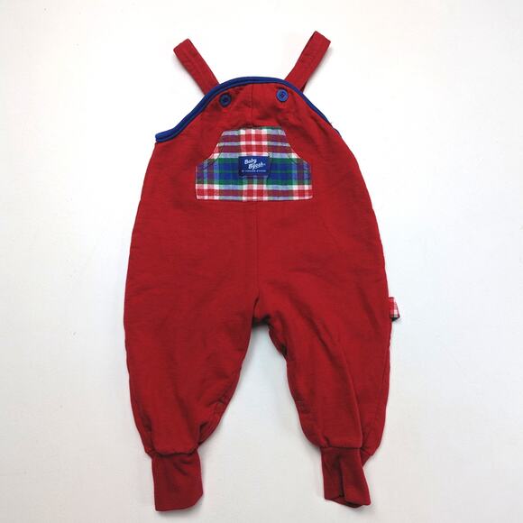 Vintage Oshkosh Bgosh Overalls Boys Size 18m Red Sweat Plaid - Picture 1 of 4